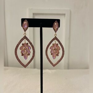 Pink and Gold Drop Earrings